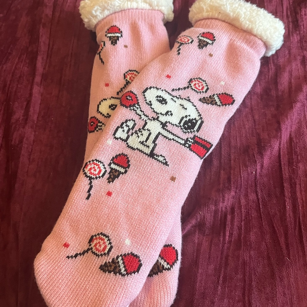Pink Snoopy Candy Wool Cozy Socks